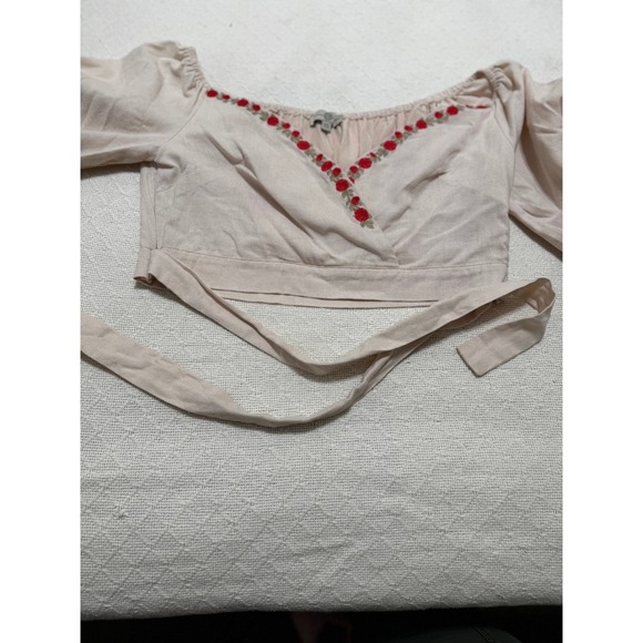 Herencia Collection Top Womens S Cream Embroidered Rosalinda Crop Square Neck XL - Picture 2 of 10